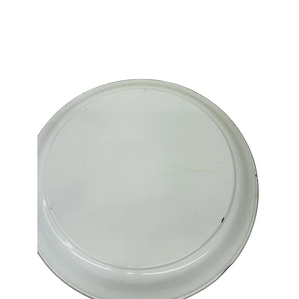Vintage 1960's Round Colorful Enamel Tin‎ BBQ Large Serving Platter Tray MCM